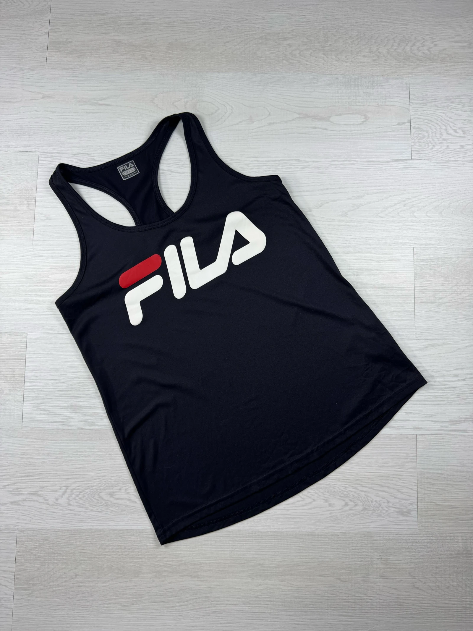 FILA Big Logo Racerback Sports Tank Top Dark Navy – Size S
